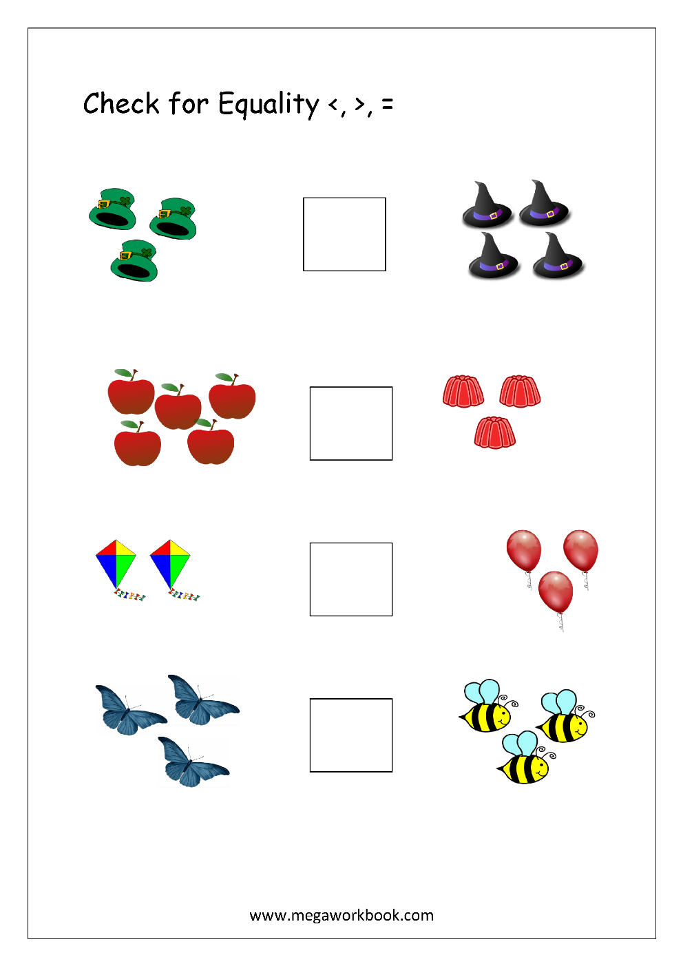 more less than worksheet kindergarten