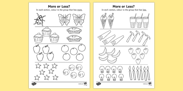 More Or Less Colouring Activity (teacher made) - Twinkl