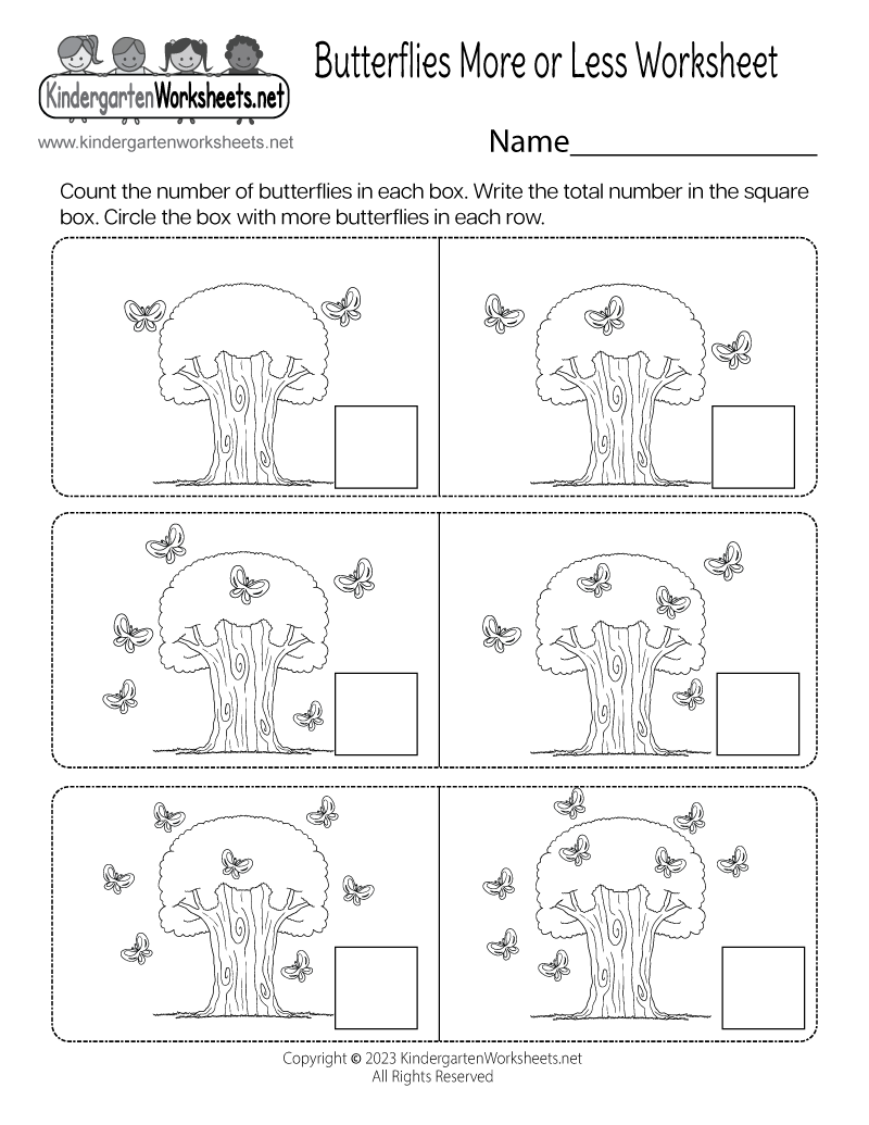 Butterflies More or Less Worksheet - Free Printable, Digital, &  PDF
