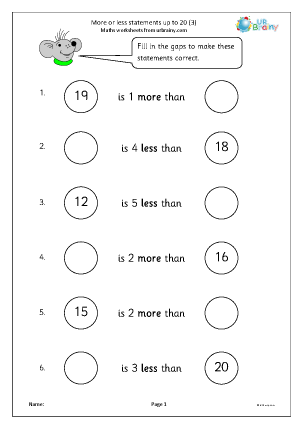 more than and less than worksheet