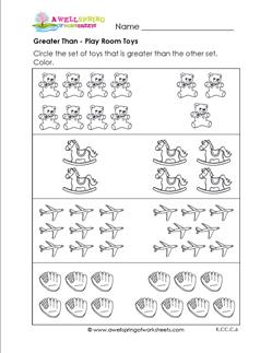 more than less than worksheet kindergarten