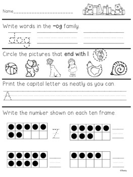morning worksheet for 1st grade