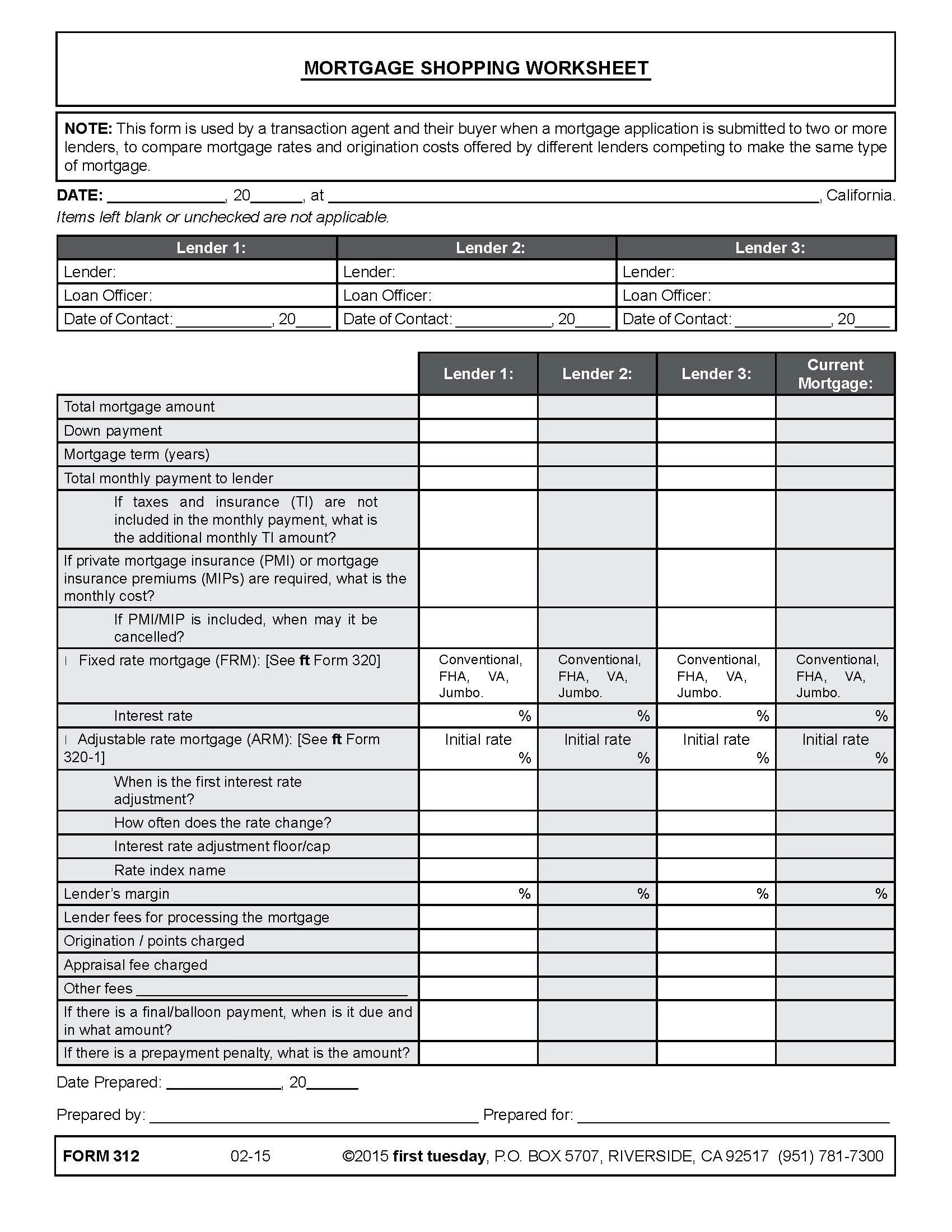 The Mortgage Shopping Worksheet — assist your homebuyer to close ...