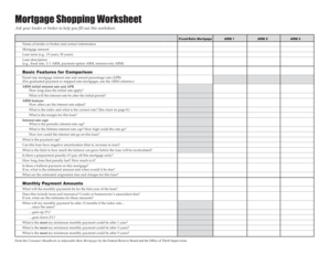Mortgage Shopping Worksheet - Fill and Sign Printable Template Online