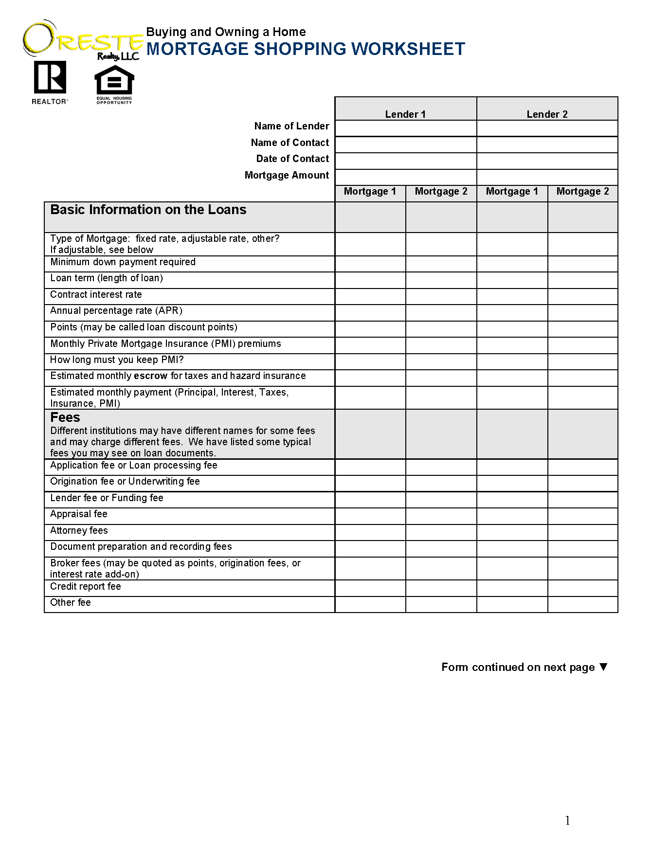 Buyers Forms - Oreste Realty