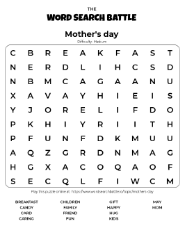mother s day word search printable