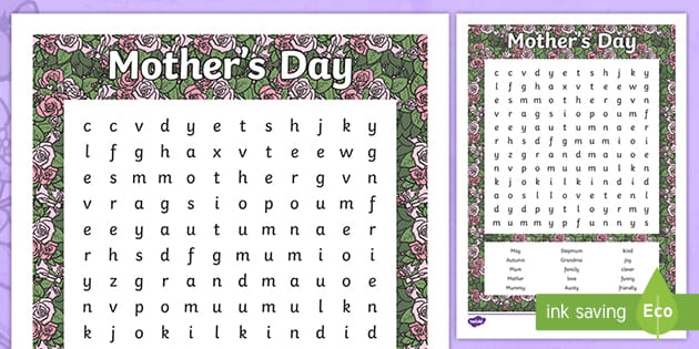 mother s day word search printable