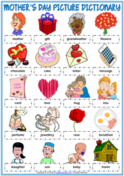 Mothers Day ESL Vocabulary Worksheets