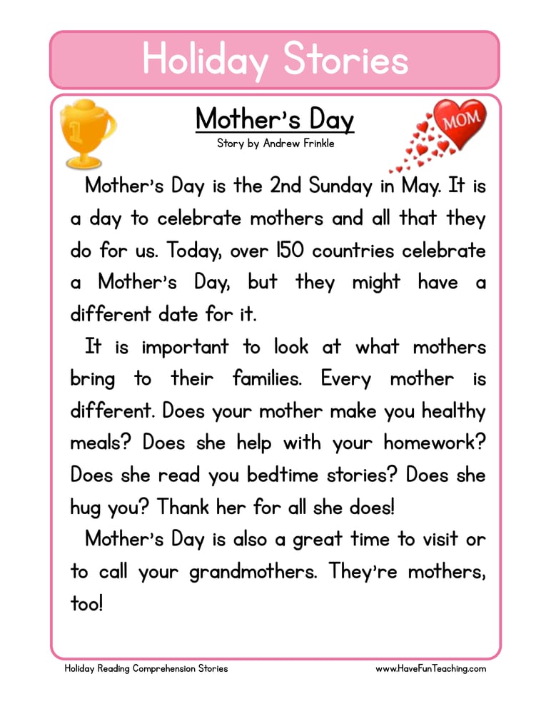 mother s day worksheet
