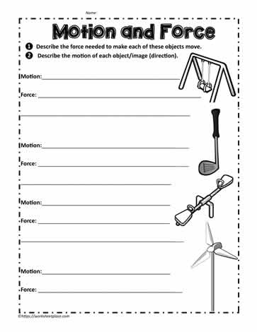 Motion and Force Exercise Worksheets