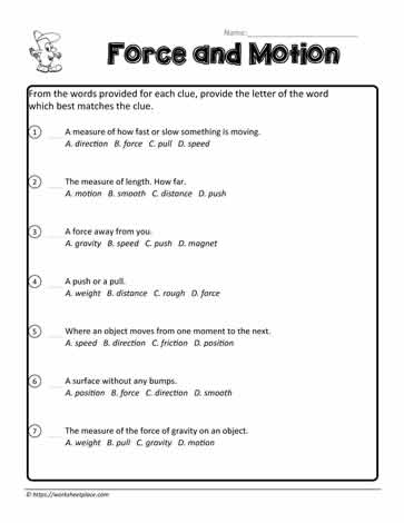 Multiple Choice Forces Worksheets