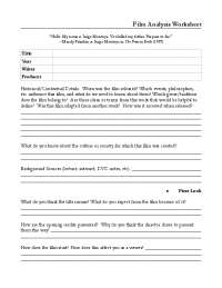 Movies, Film Analysis Worksheet | Exercises History of Education ...