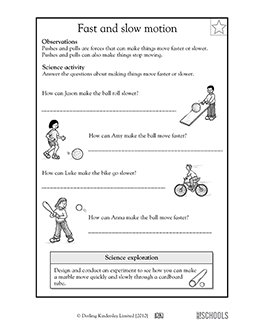 Fast and slow motion | 1st grade, 2nd grade, Kindergarten Science ...