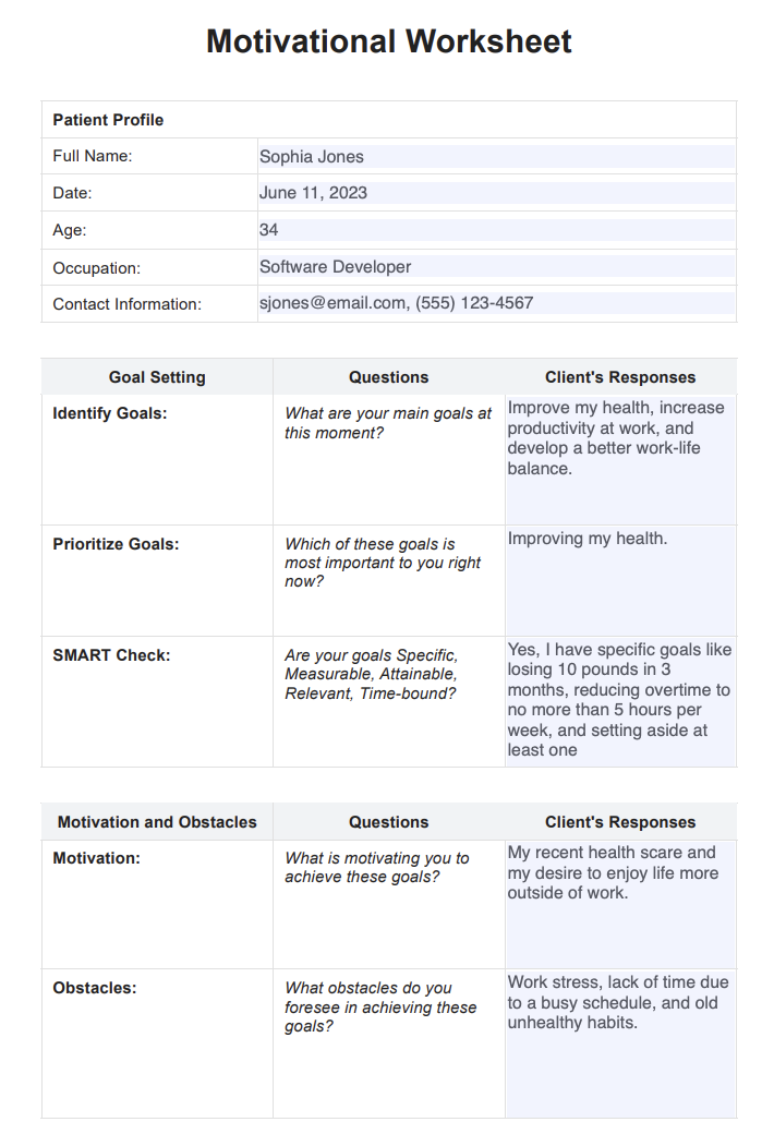 motivational worksheet for students