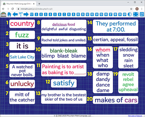 5th Grade Language Spiral Online Review for Classroom Whiteboard