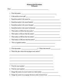 Mountain Math Worksheet Worksheet for 5th Grade | Lesson Planet