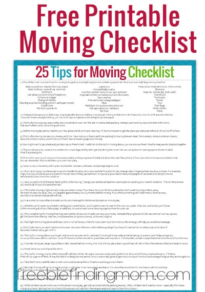 Tips for Moving, Plus, a Free Printable Moving Checklist