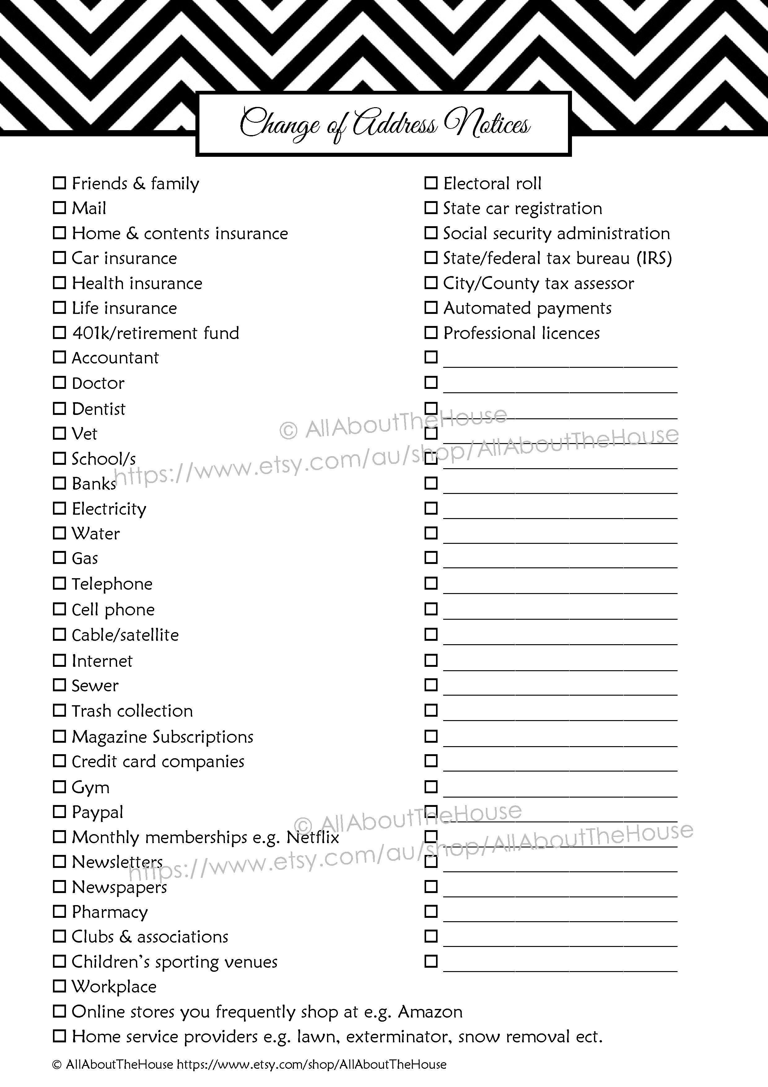blank moving checklist | AllAboutTheHouse Printables