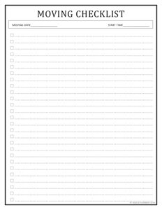moving checklist printable template