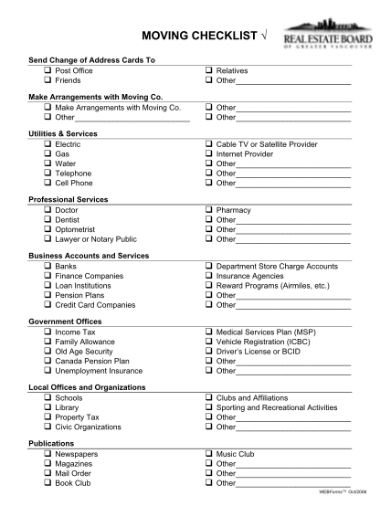 47 Moving Checklist page 2 - Free to Edit, Download &  Print | CocoDoc