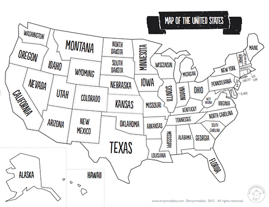 Printable Map of The USA