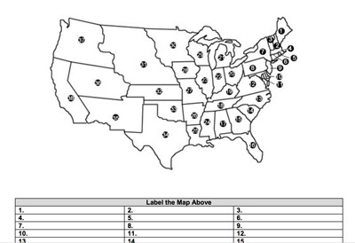 America in 1850 - Label-me Map