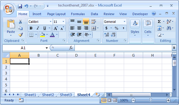 MS Excel 2007: Insert a sheet