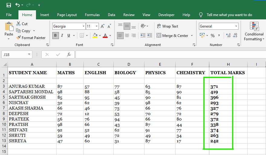 How to calculate Sum and Average of numbers using formulas in MS ...
