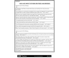 much ado about nothing worksheet