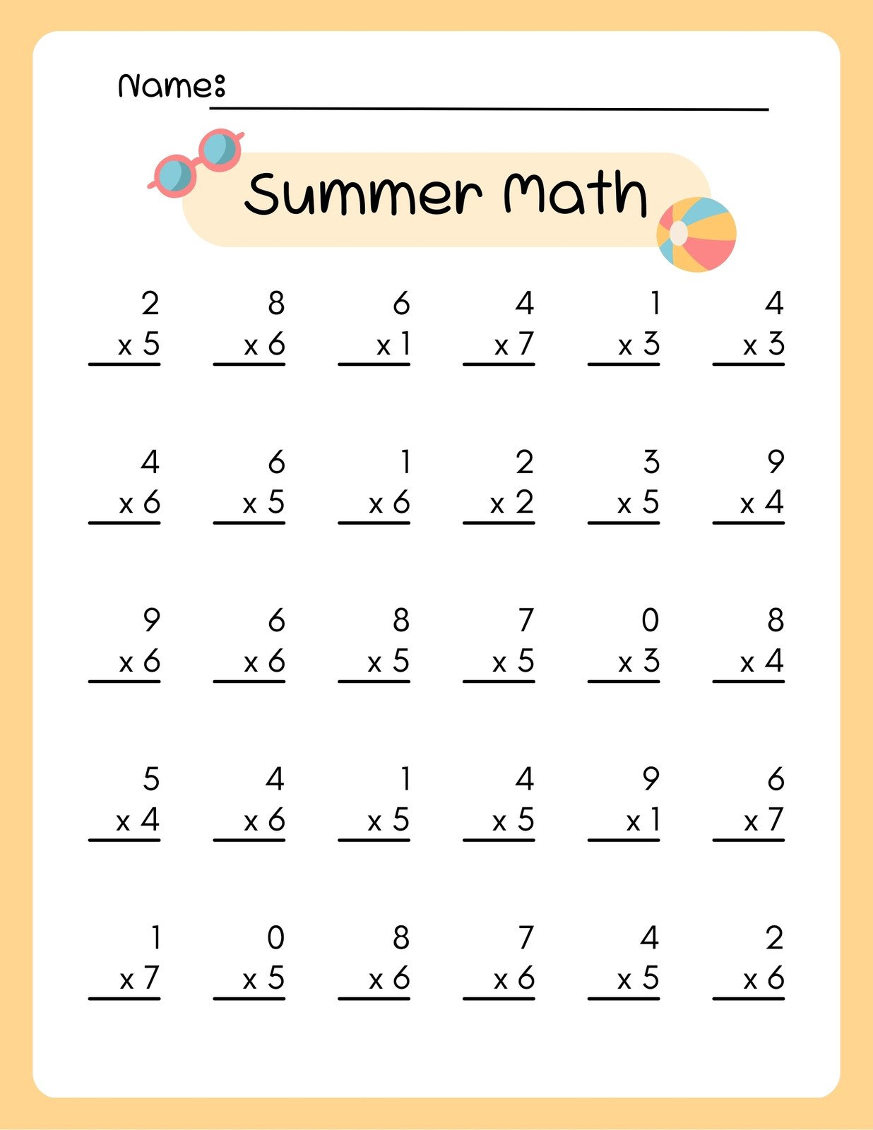 Free multiplication worksheet templates to use and print 