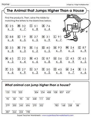 Multiplication Worksheets (2-Digit Times 1-Digit)