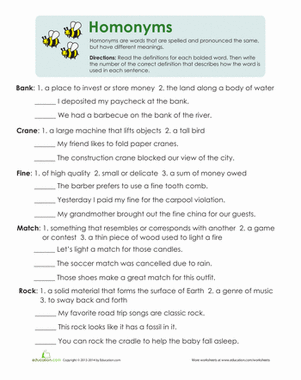 Multiple Meaning Words | Interactive Worksheet 