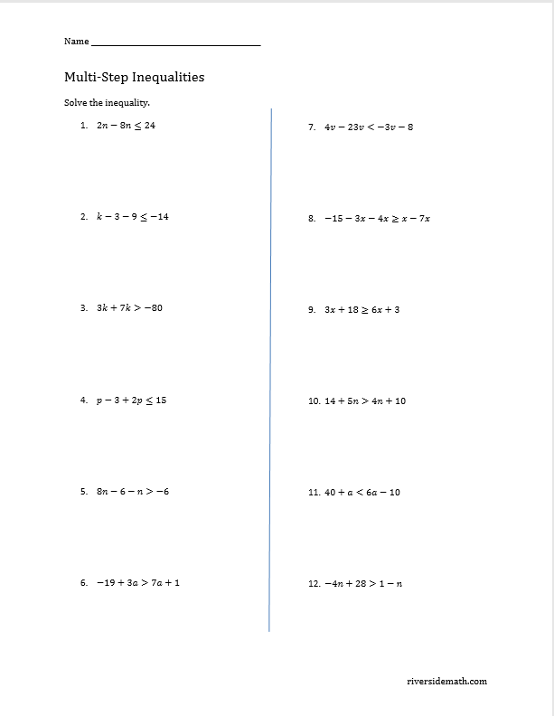 Inequalities - Riverside Math