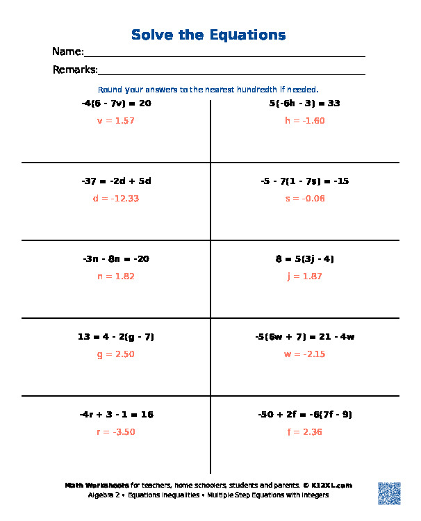 multi step inequalities worksheet