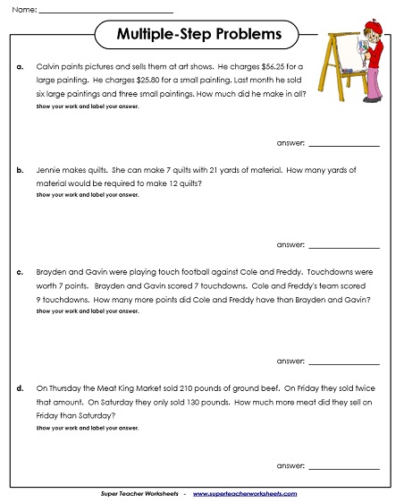 multi step word problem worksheet