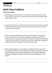 Multi-Step Problems Worksheet for 5th - 6th Grade | Lesson Planet