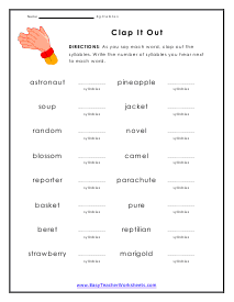 Syllable Worksheets