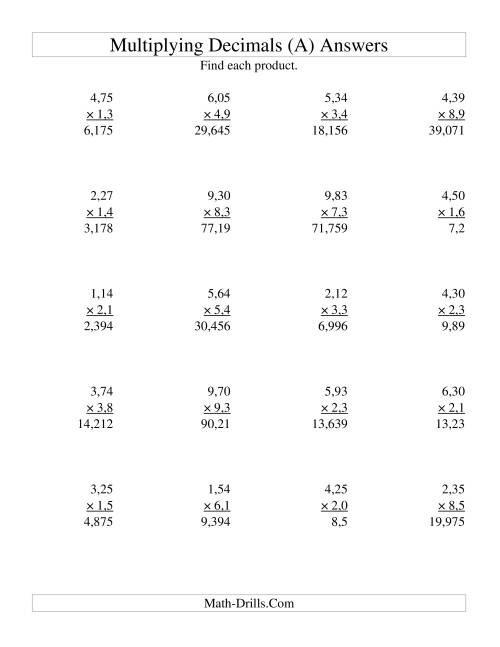 Multiplying Three-Digit Hundredths by Two-Digit Tenths (A)