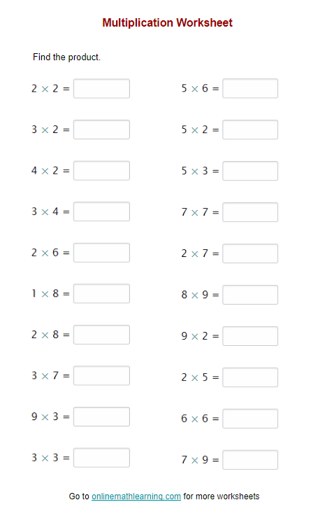 Free Multiplication Worksheets (Printable, Online)