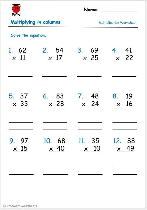 Grade 4 Multiplication Worksheets | Free Worksheets | Printables