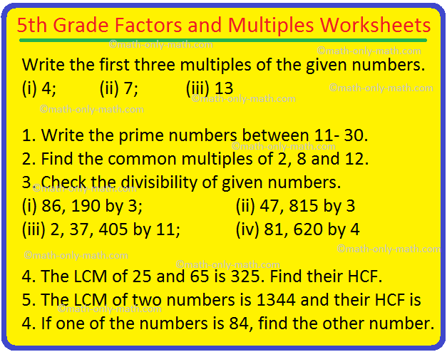 multiple and factor worksheet