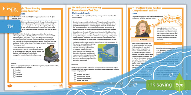 11+ Multiple Choice Reading Comprehension Pack 2 - Twinkl