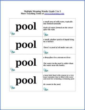 Multiple Meanings Words Flashcards | Worsheets library