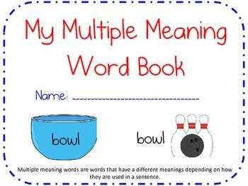 Multiple Meaning Words flashcards, Book, Workpage, or Center ...