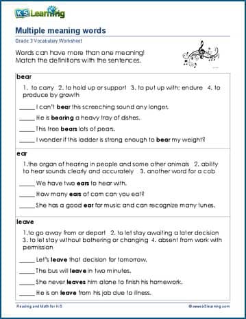 Multiple meaning words worksheets | Worsheets library