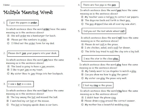 Multiple Meaning Words - Smiling and Shining in Second Grade