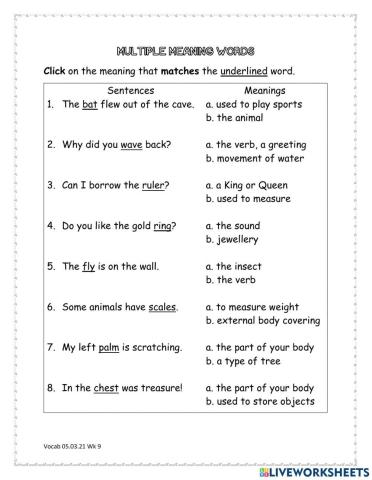 Multiple Meaning Words | J_Ramdharry  