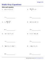 Multi-Step Equation Worksheets