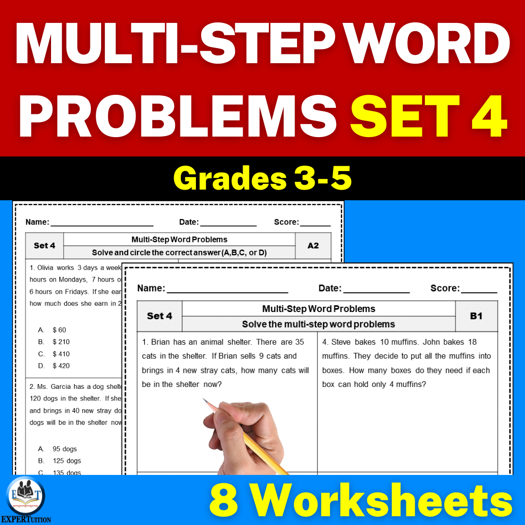 Multi-step Word Problems Worksheets - Set 4 - ExperTuition