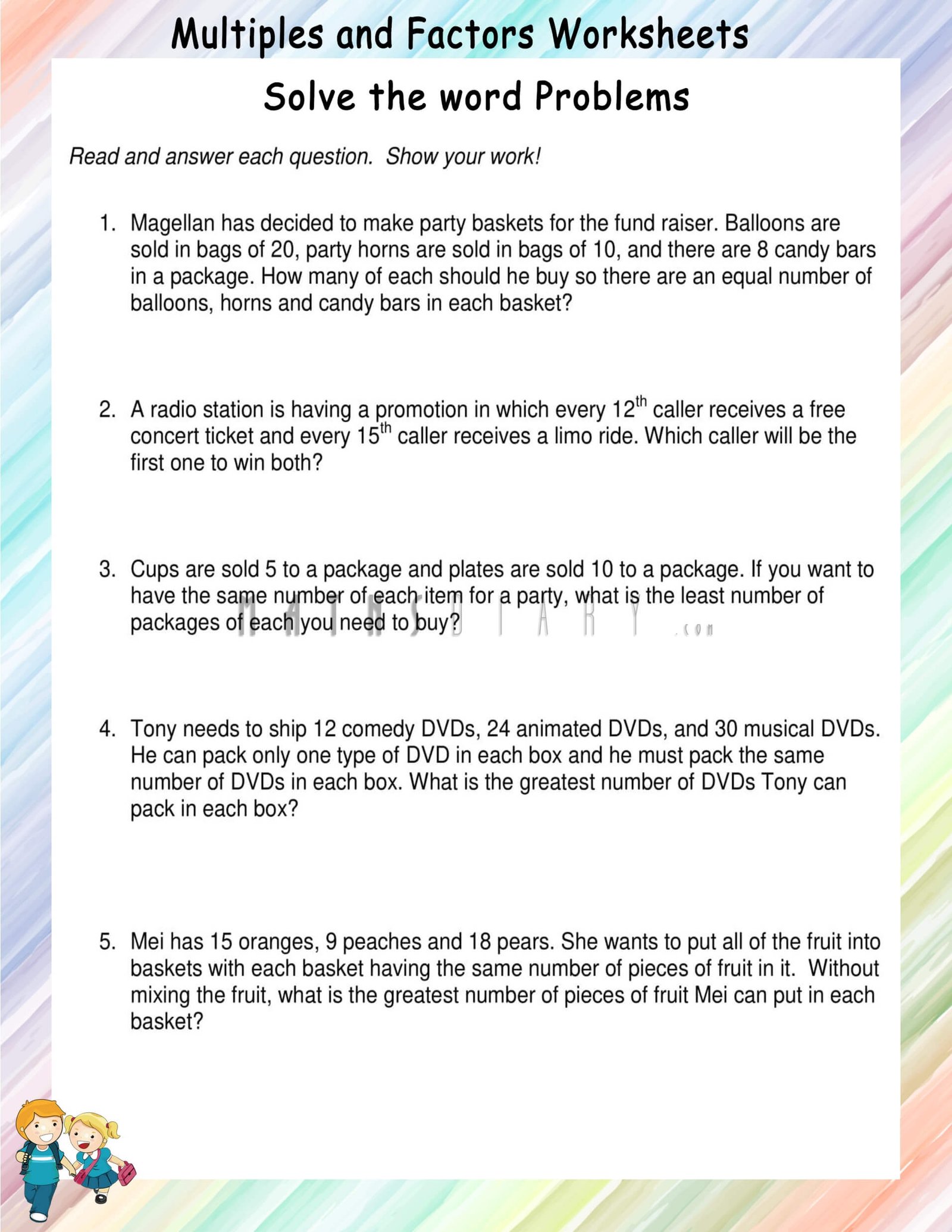 multiples and factors worksheet